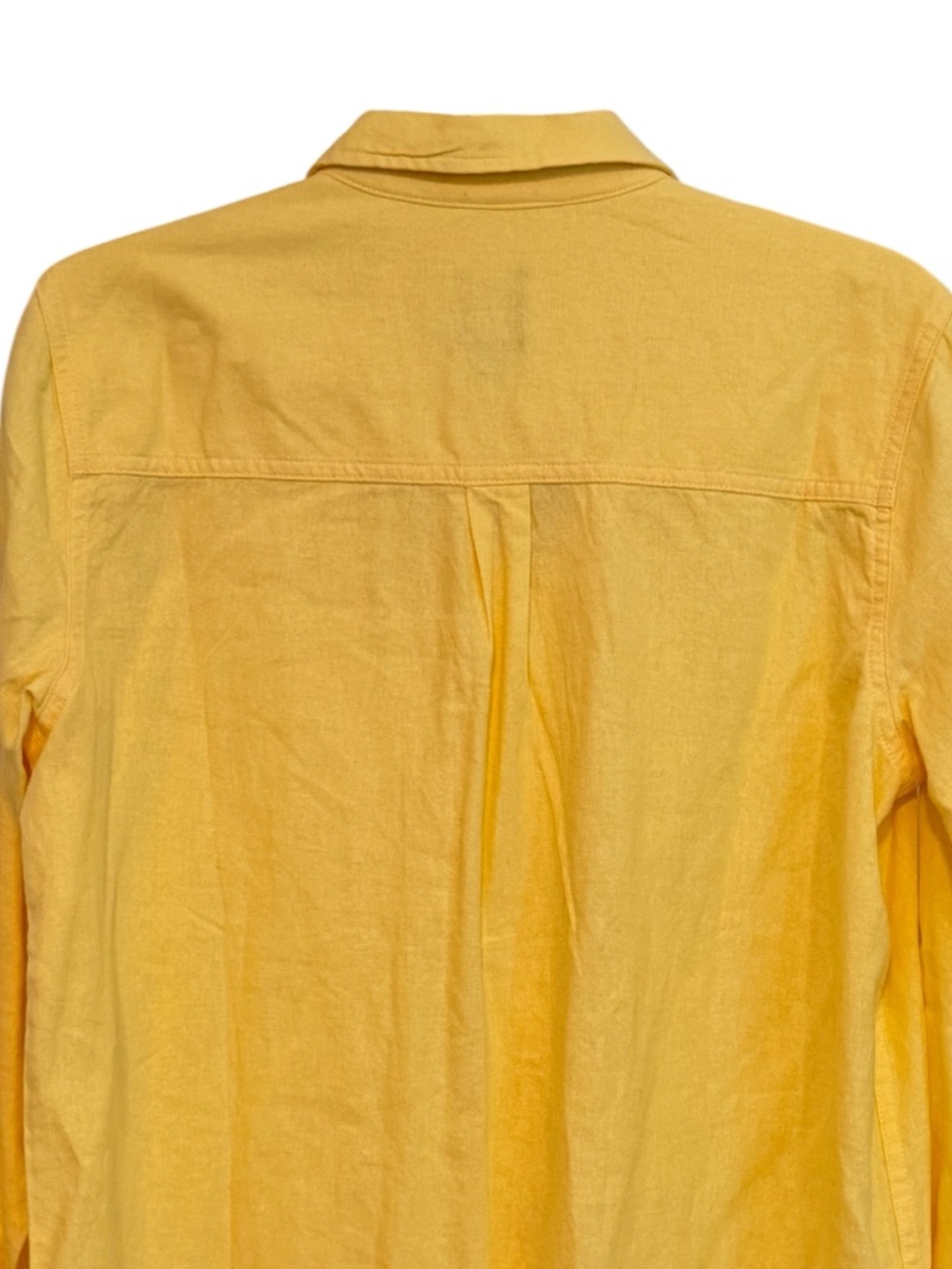 Gap Size M Linen-Blend Long Sleeve Boyfriend Yellow Button Down Shirt - Picture 5 of 9